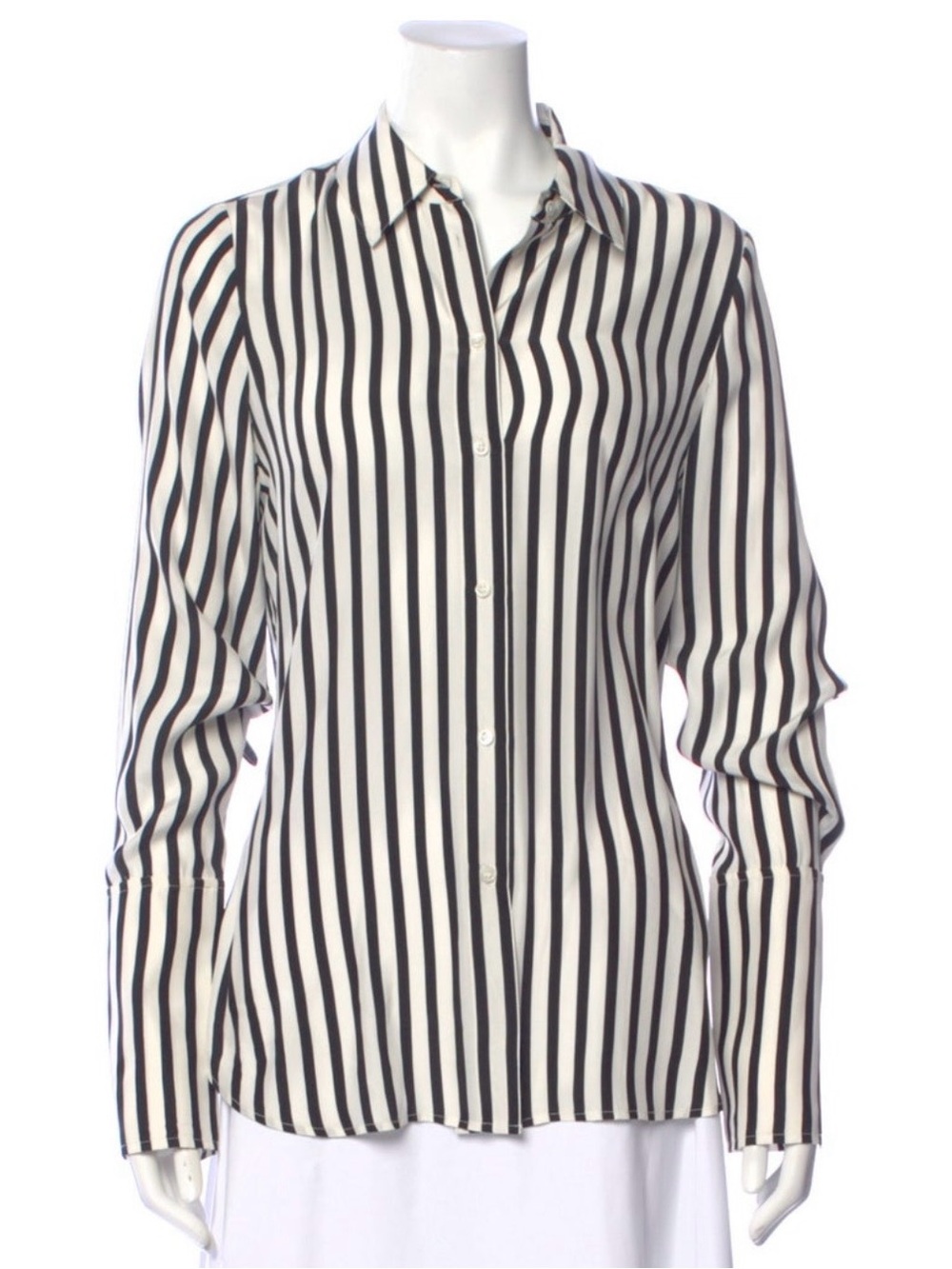Frame Denim Black and White Vertical Stripe Button-Down Shirt